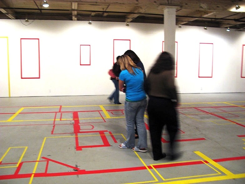 Installation view with people